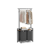 Wäschekorb 2 x 46 Liter mit Kleiderstange und Ablage 73 x 33 x 177 cm