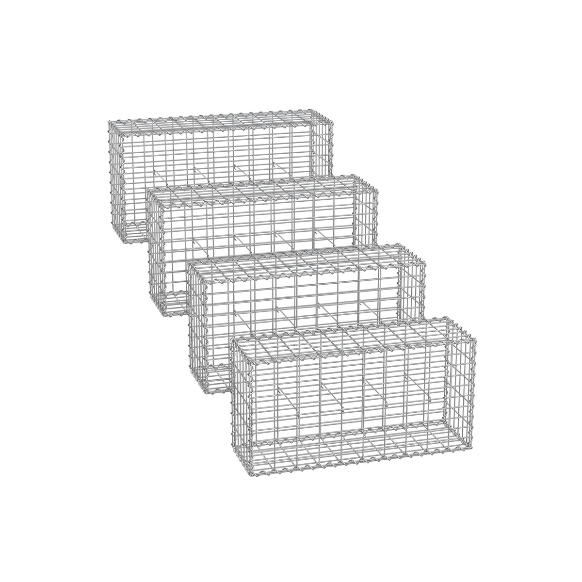 Drahtkorb mit 5 x 10 cm Maschenweite 4er Set silber
