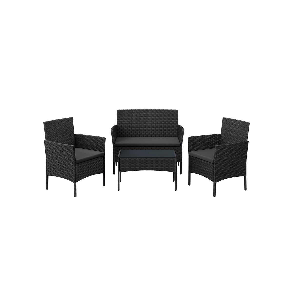 Balkonmöbel aus PE-Polyrattan schwarz-grau