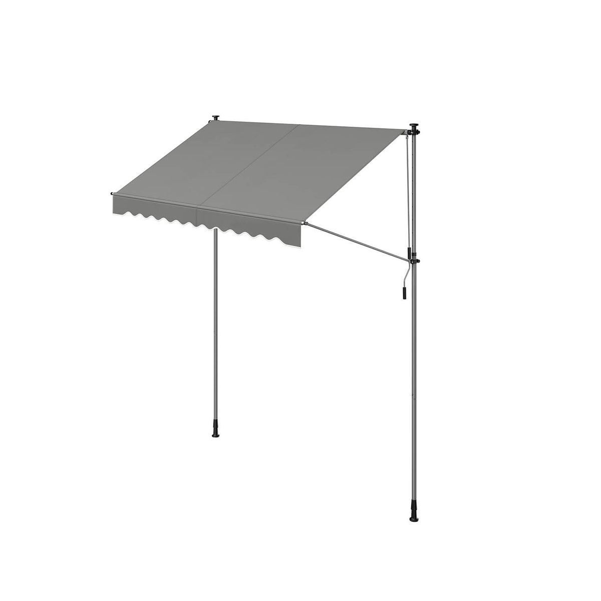 Klemmmarkise mit Handkurbel 250 x 120 cm grau
