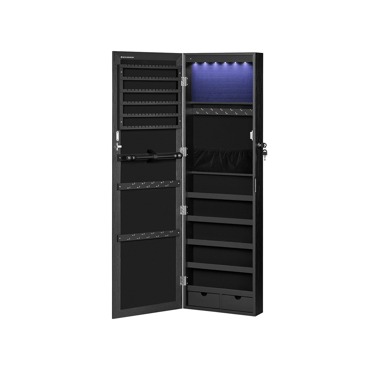Schmuckschrank mit Spiegel hängend
