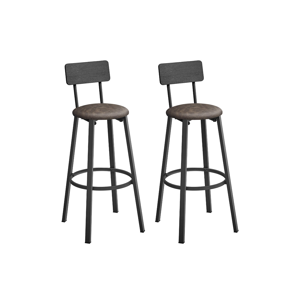 Barhocker 2er Set mit Fußstütze klassikschwarz-kaffeebraun