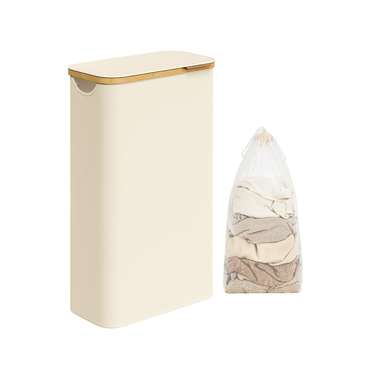 Wäschekorb 60 Liter mit Deckel weiß