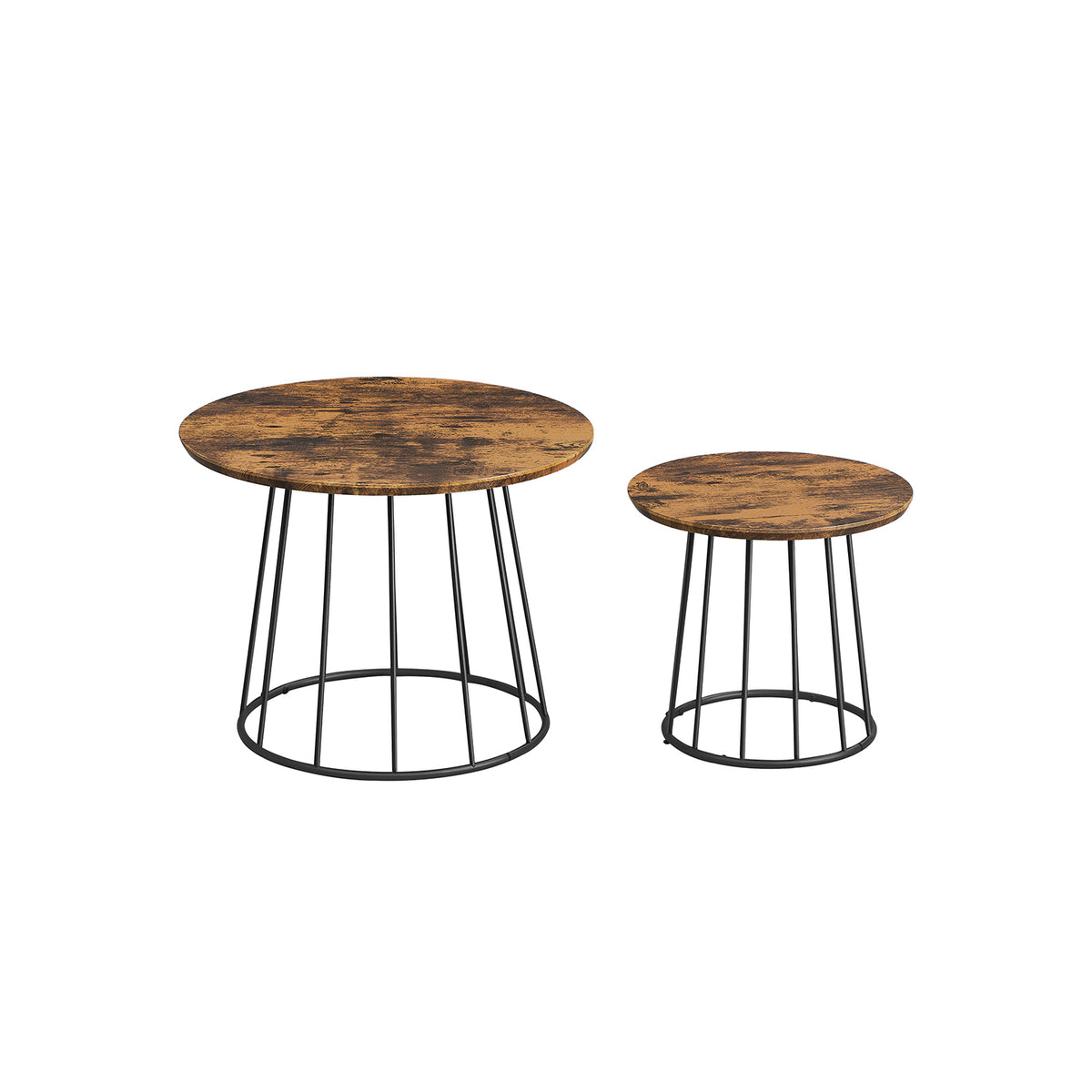 Couchtisch 2er Set mit Stahlgestell vintagebraun