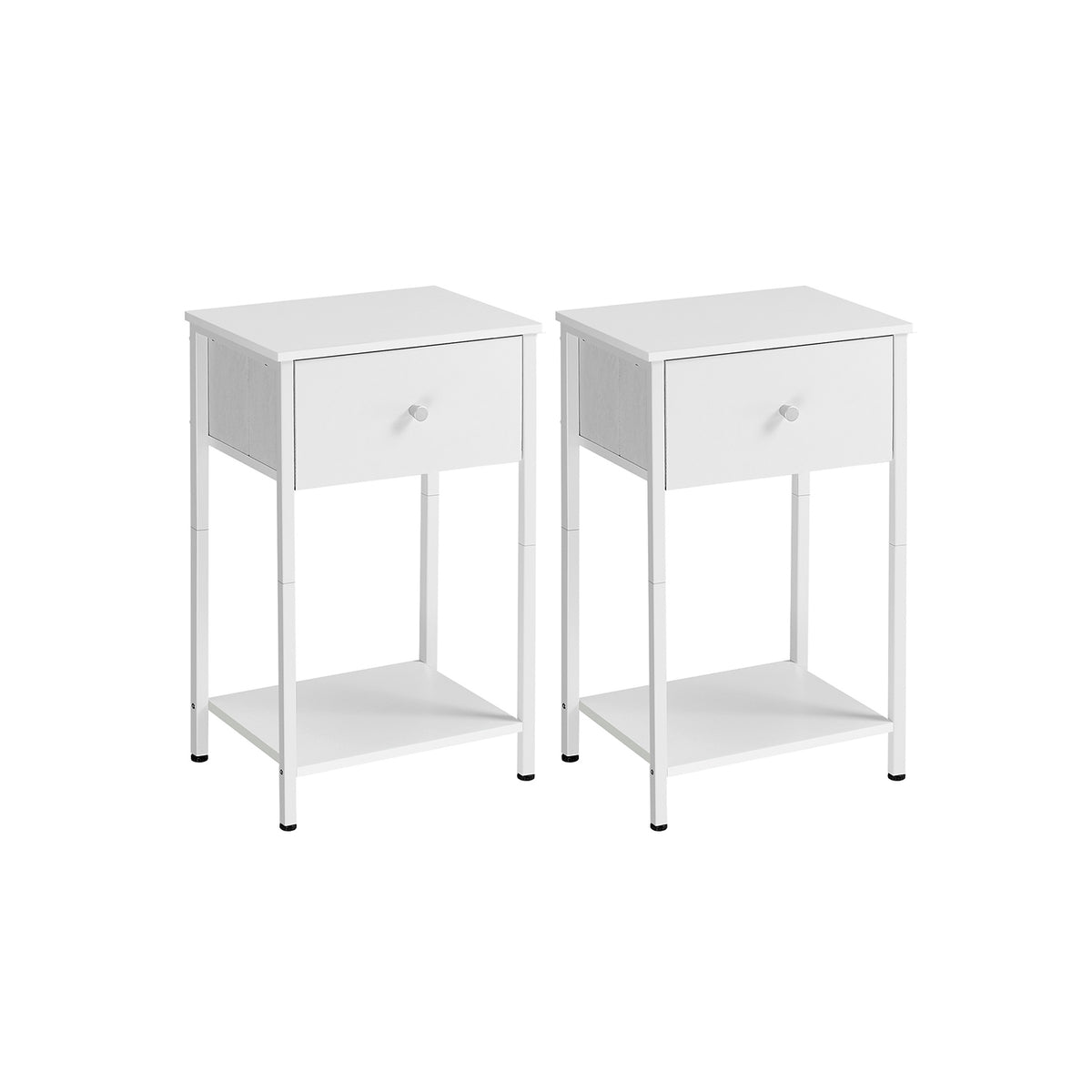 Beistelltisch 2er Set mit Stoff-Schublade weiß