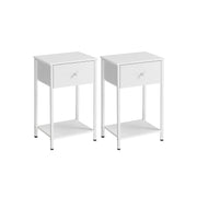Beistelltisch 2er Set mit Stoff-Schublade weiß