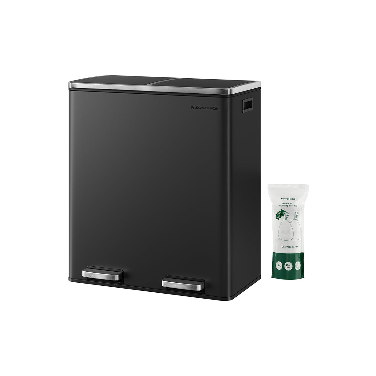 Mülleimer 60 Liter (2 x 30 L) Schwarz