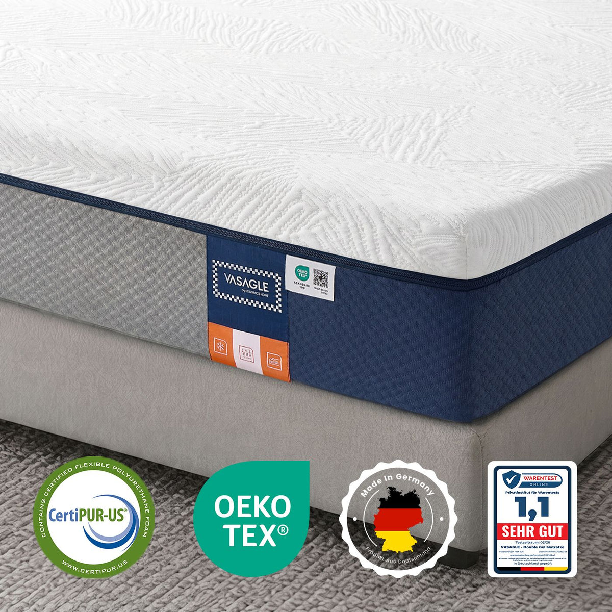 140 x 200 cm Gel-Memory-Schaumstoff Matratze mit ergonomischer Unterstützung blau