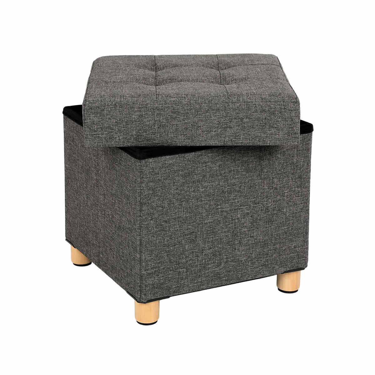 Sitzhocker mit Holzfüßen Dunkelgrau